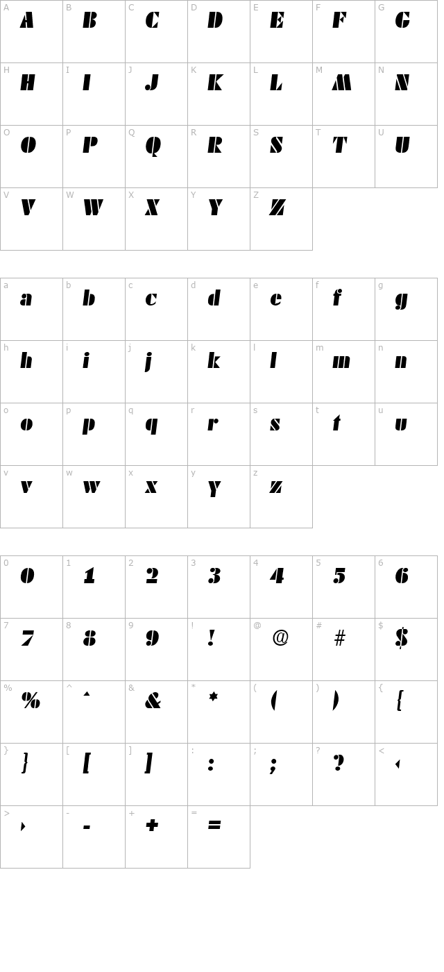 DekoBlack-Serial-RegularItalic character map