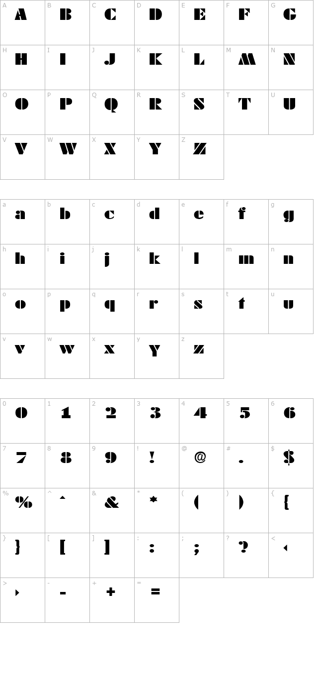 DekoBlackExtended-Serial-Regular character map