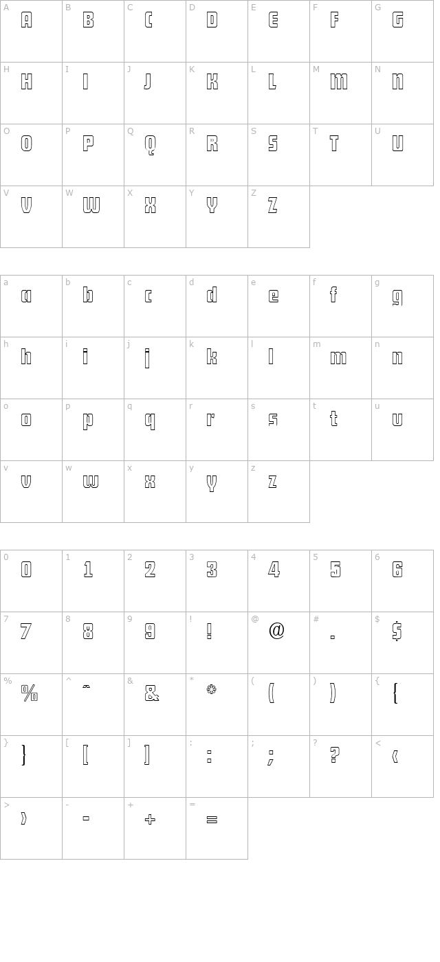 DekoDisplayOpen-Serial-Regular character map