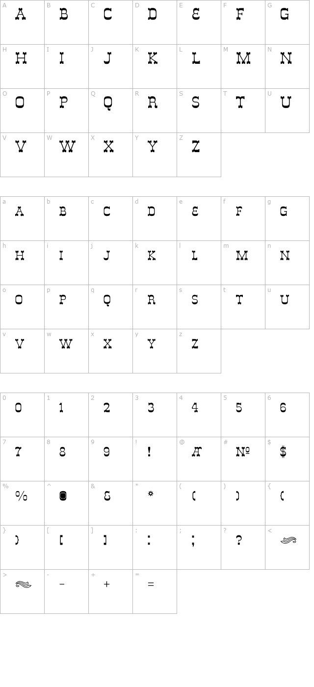 DeLouisvilleSmallCaps character map