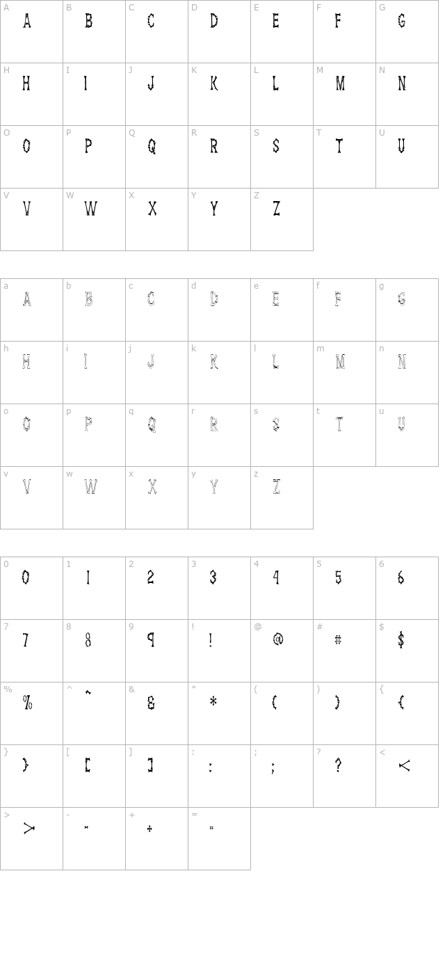 DemBonesCondensed character map