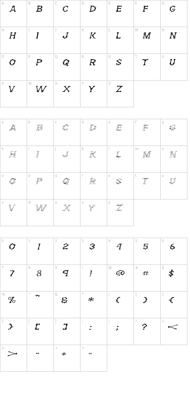 dembonesextended-italic character map