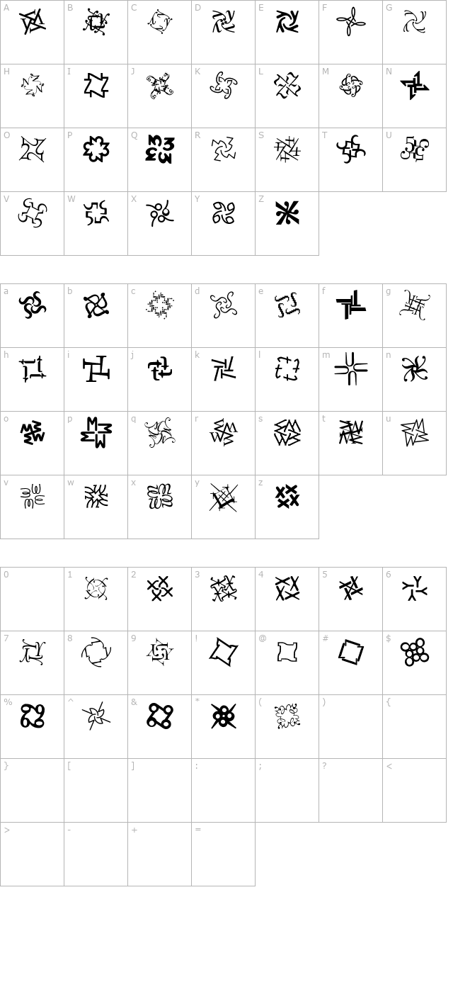 dementiab-regular character map