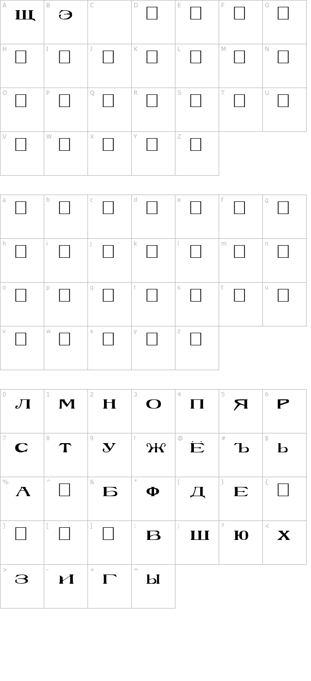 demorusskijmodern character map