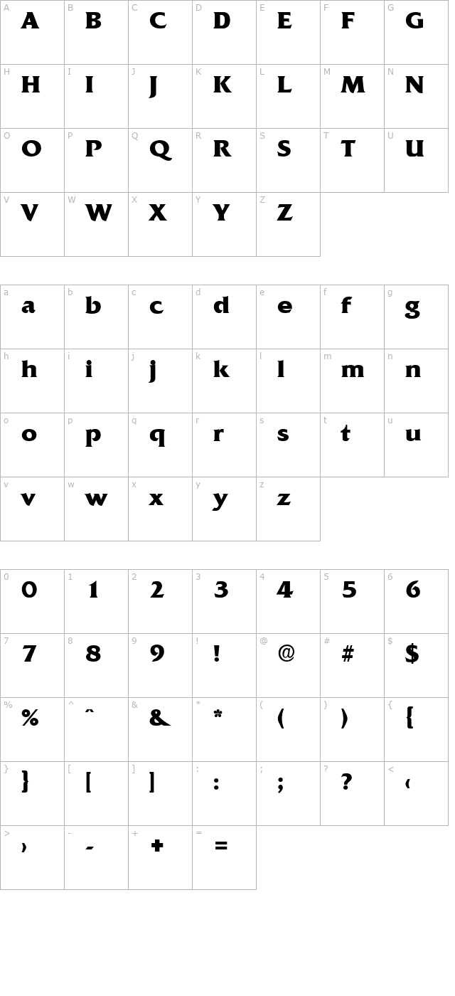 DennisBecker-ExtraBold character map