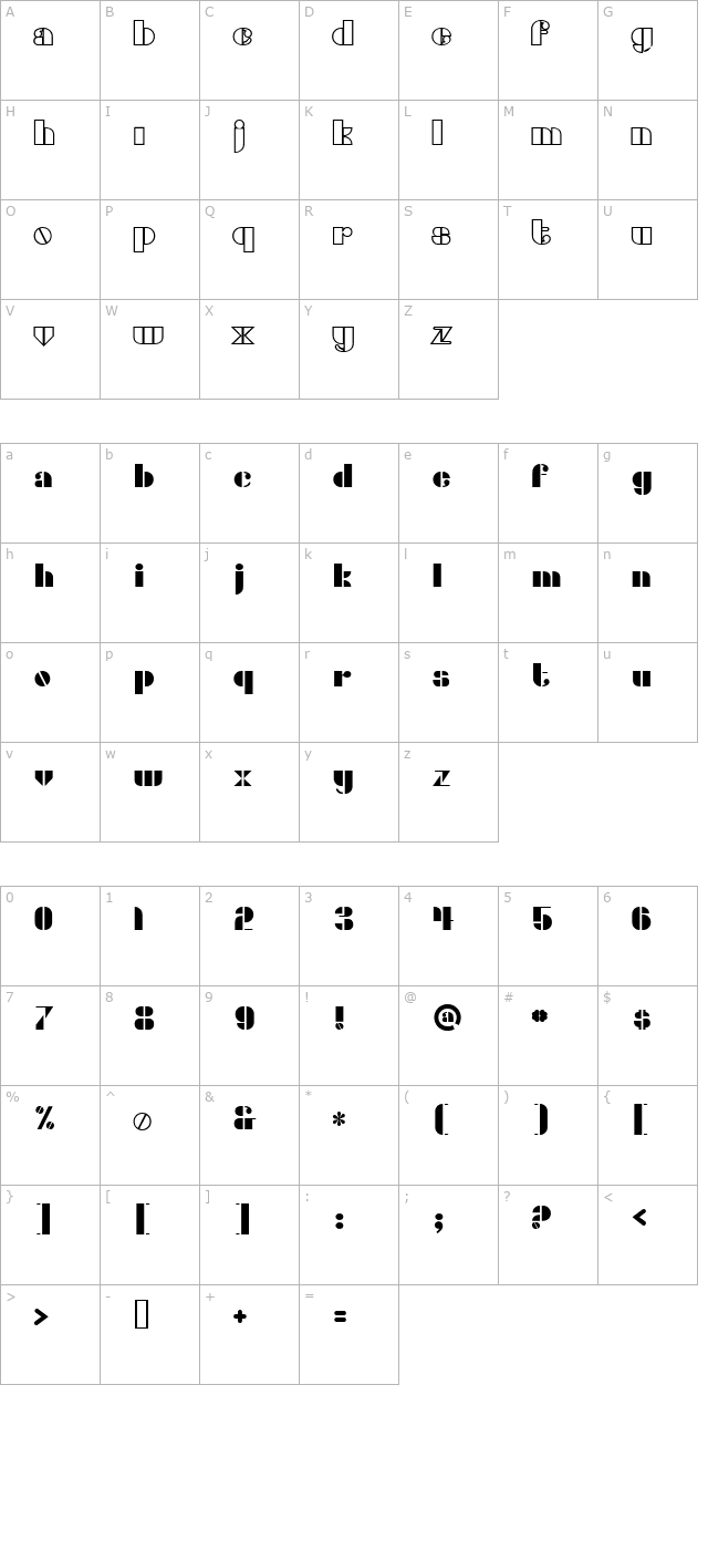 Densmore TR character map