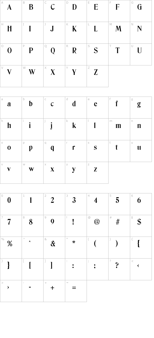 Denver-DemiBold character map