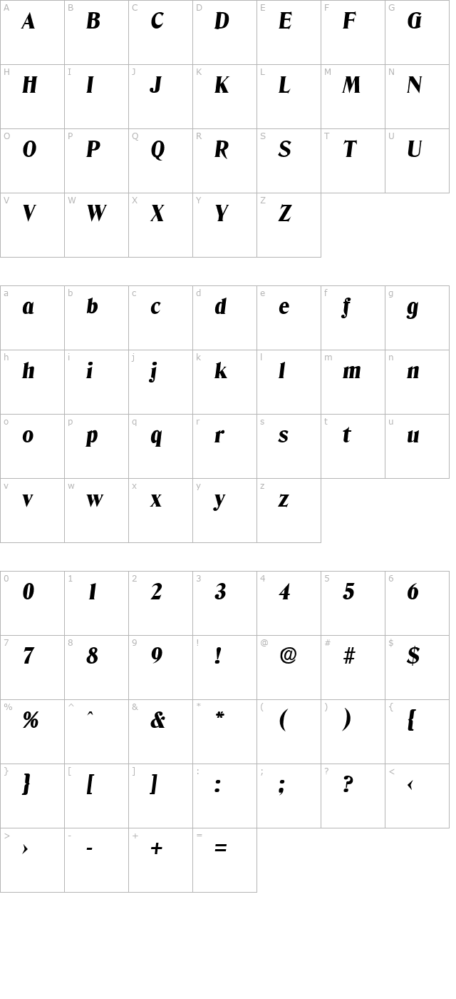 denver-extraboldita character map