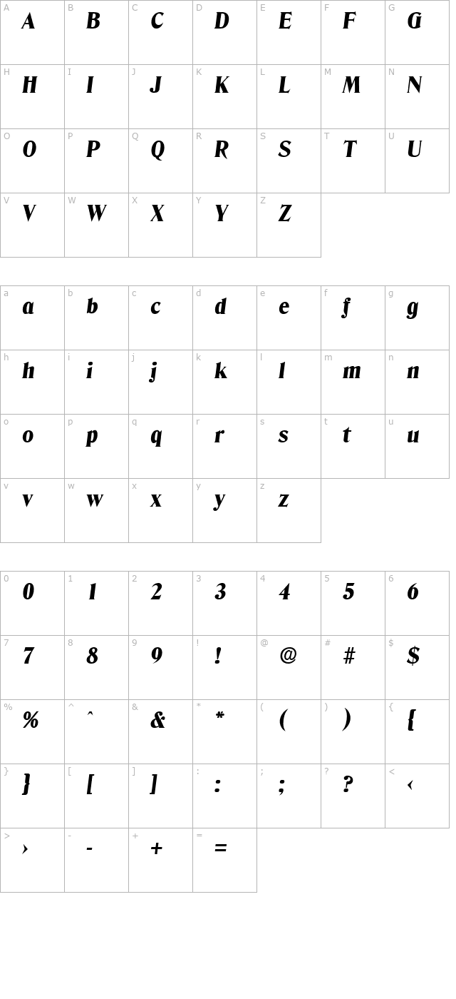 denver-serial-heavy-regularitalic character map