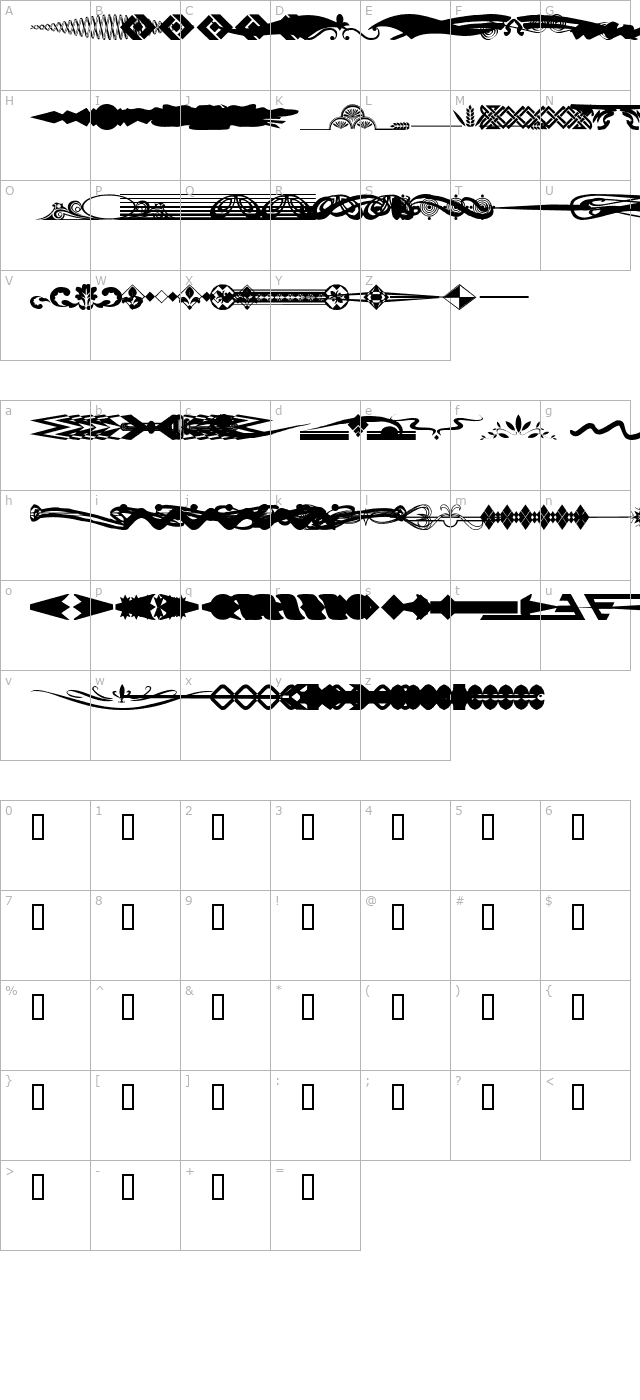 designerdividers character map