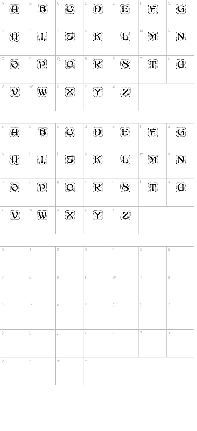 DesignerTitlingCaps character map