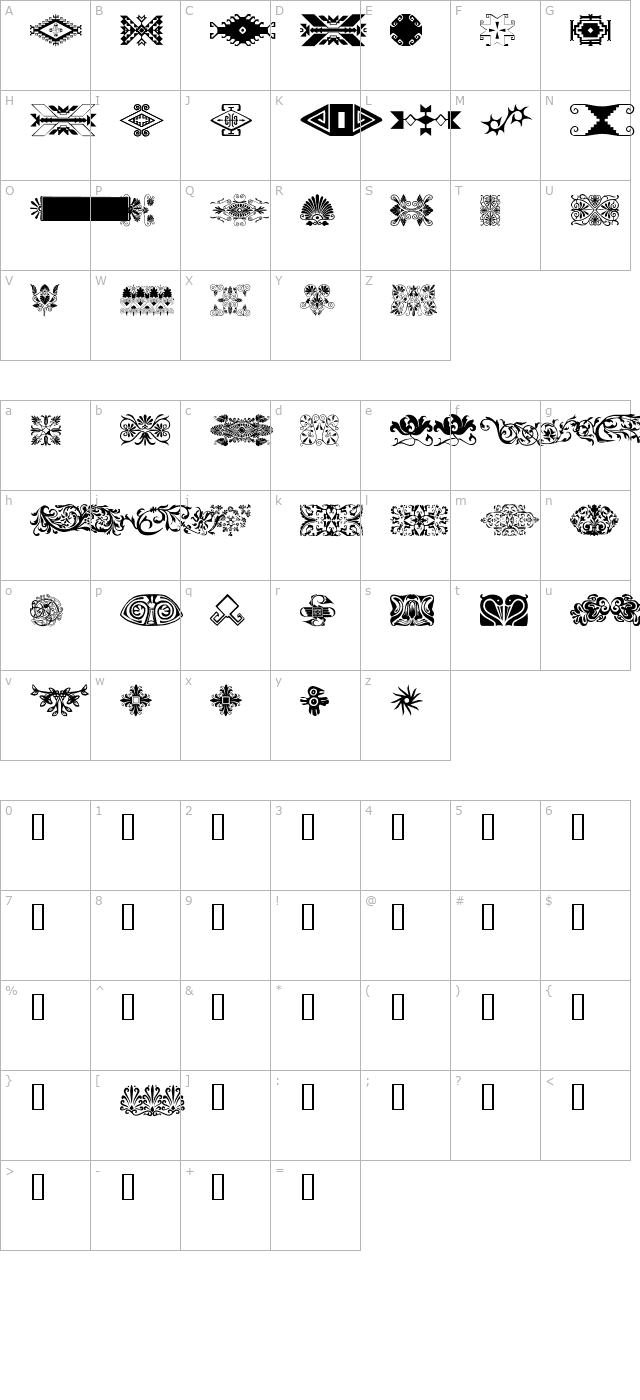 Designs Galore 4 character map