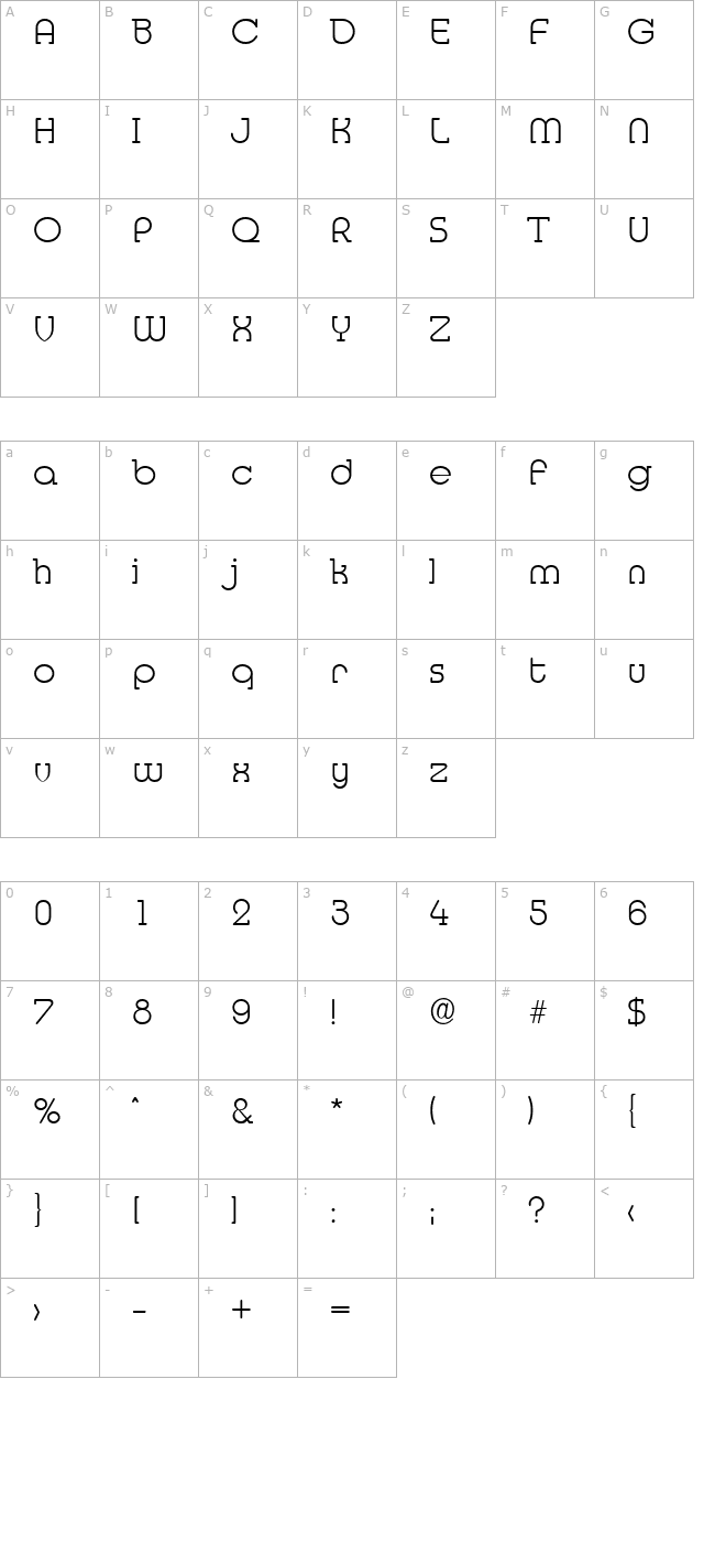 desireebecker-extralight character map