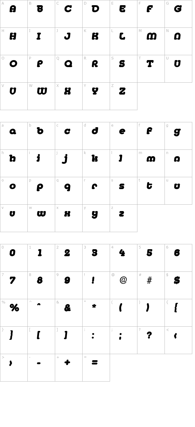DesireeBecker-Heavy Italic character map