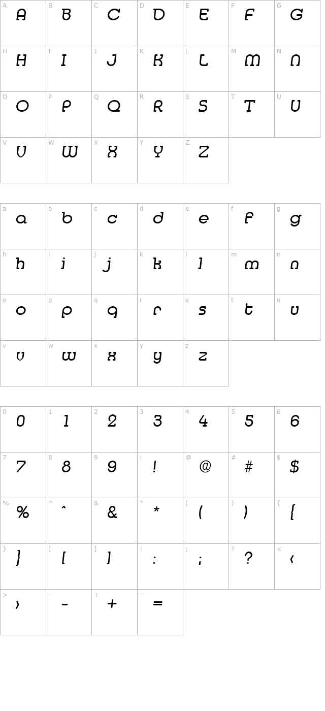 desireebecker-italic character map