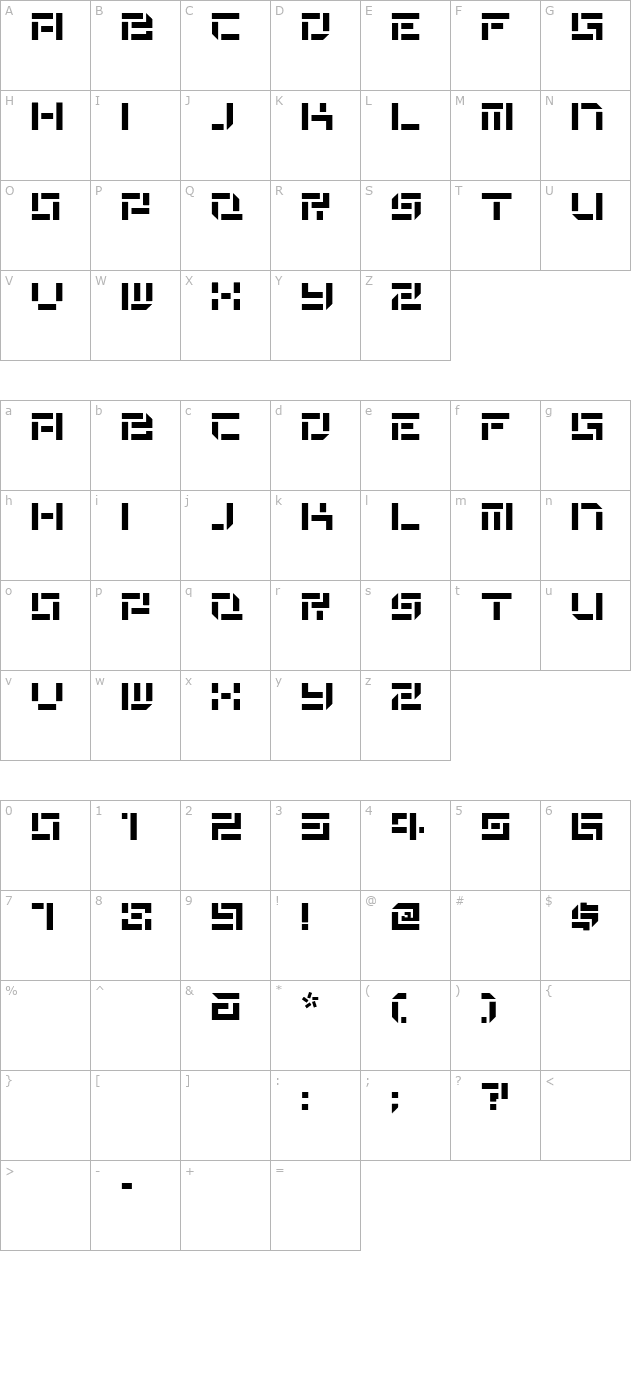 DeStencilNF character map