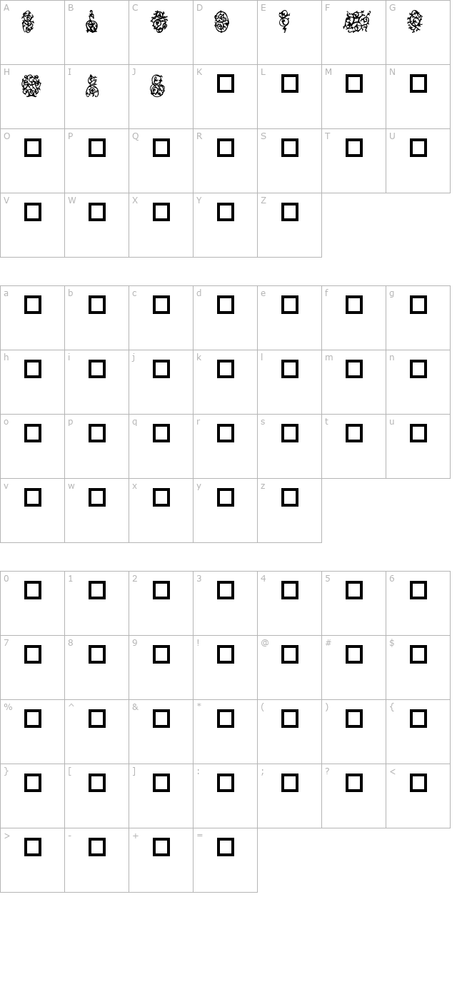 Destinys Designs character map