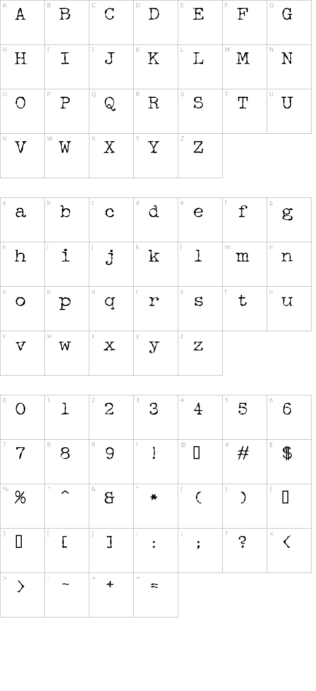 detective-bold character map