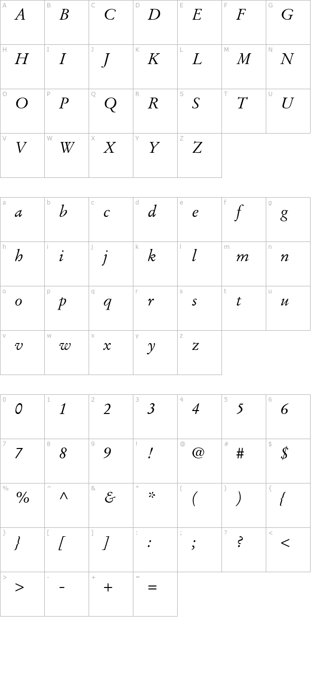 deutch-garamond-ssi-italic character map