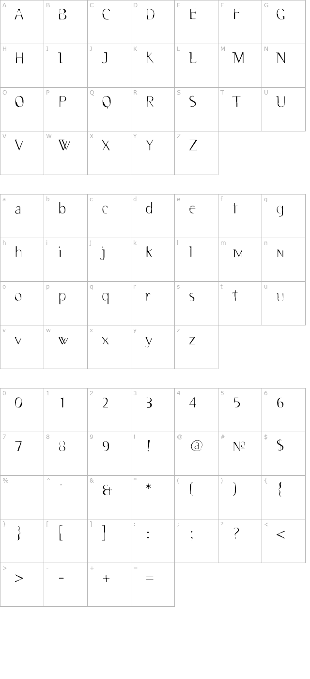 Deux-Light character map