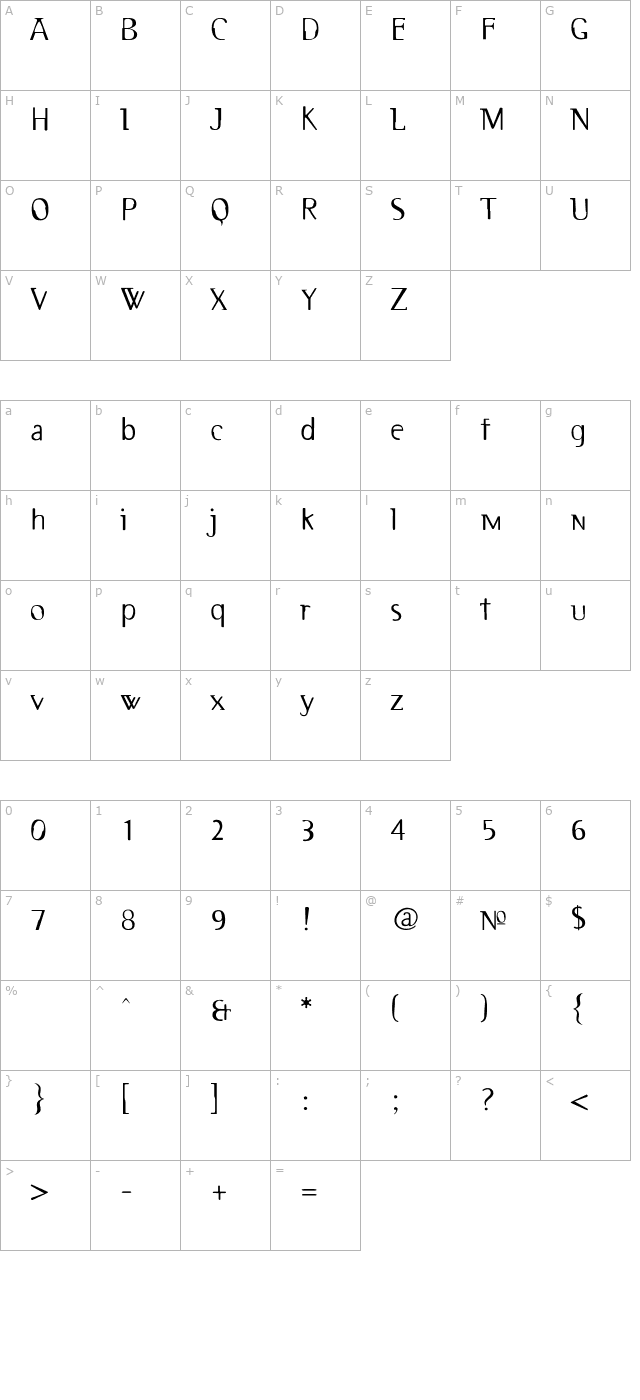 Deux-Regular character map