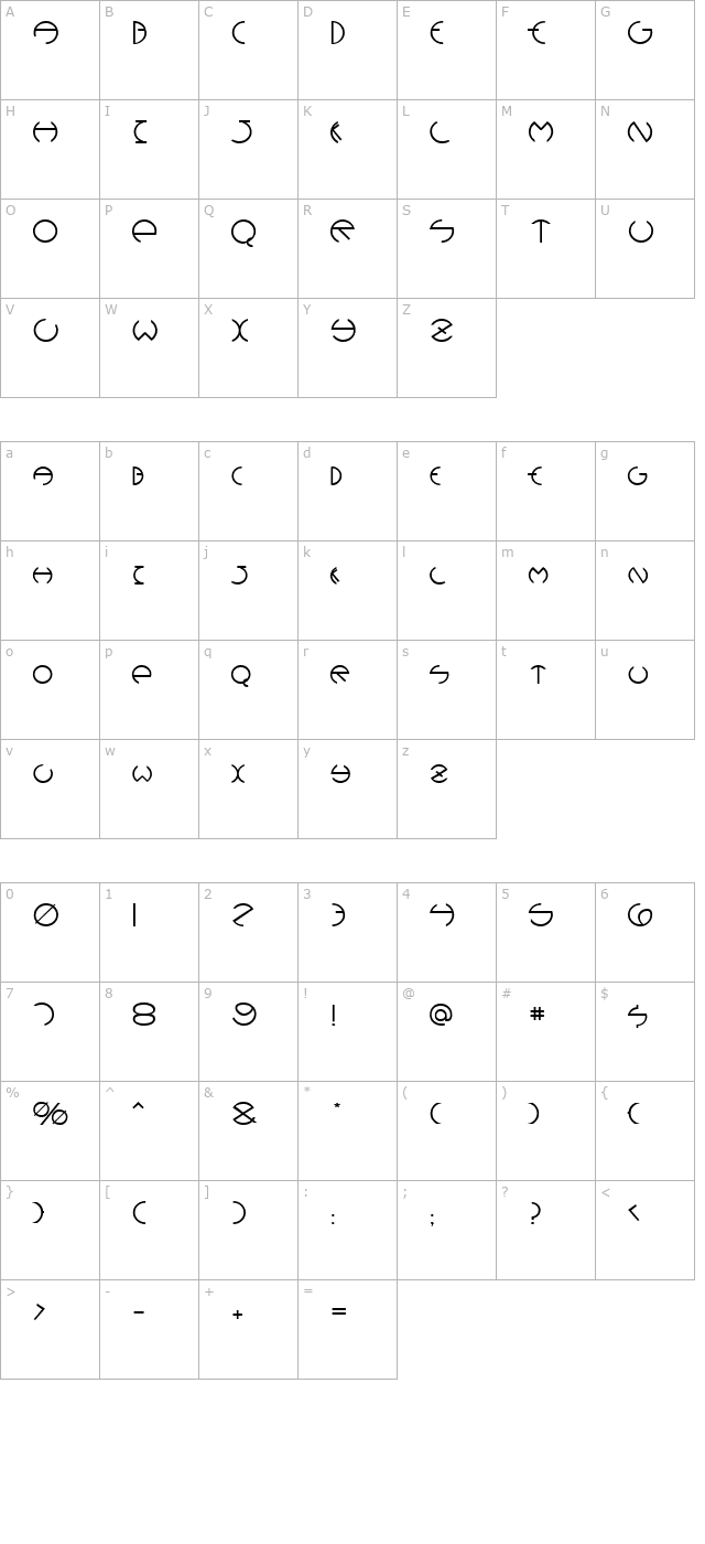 Devil Bold character map