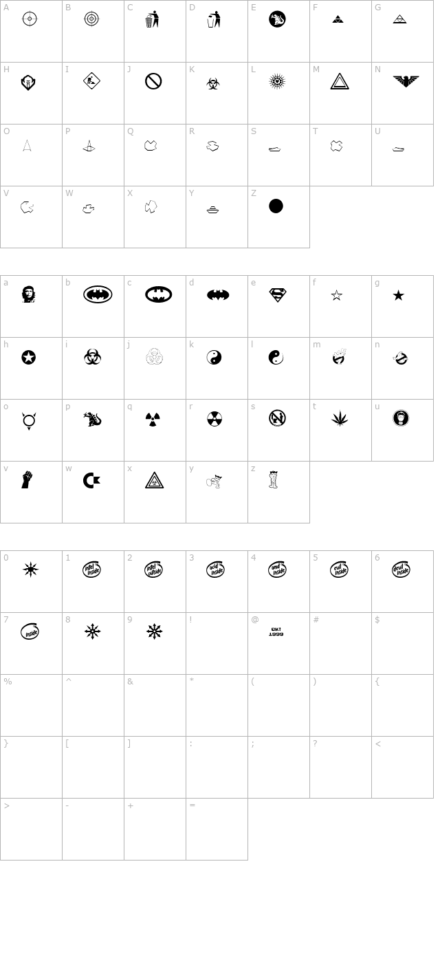 Devil inside character map