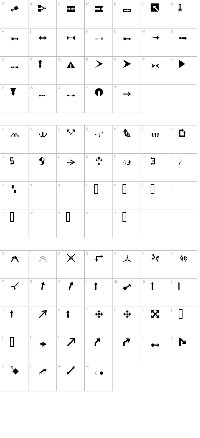 DexisDingbatsFourSSi character map