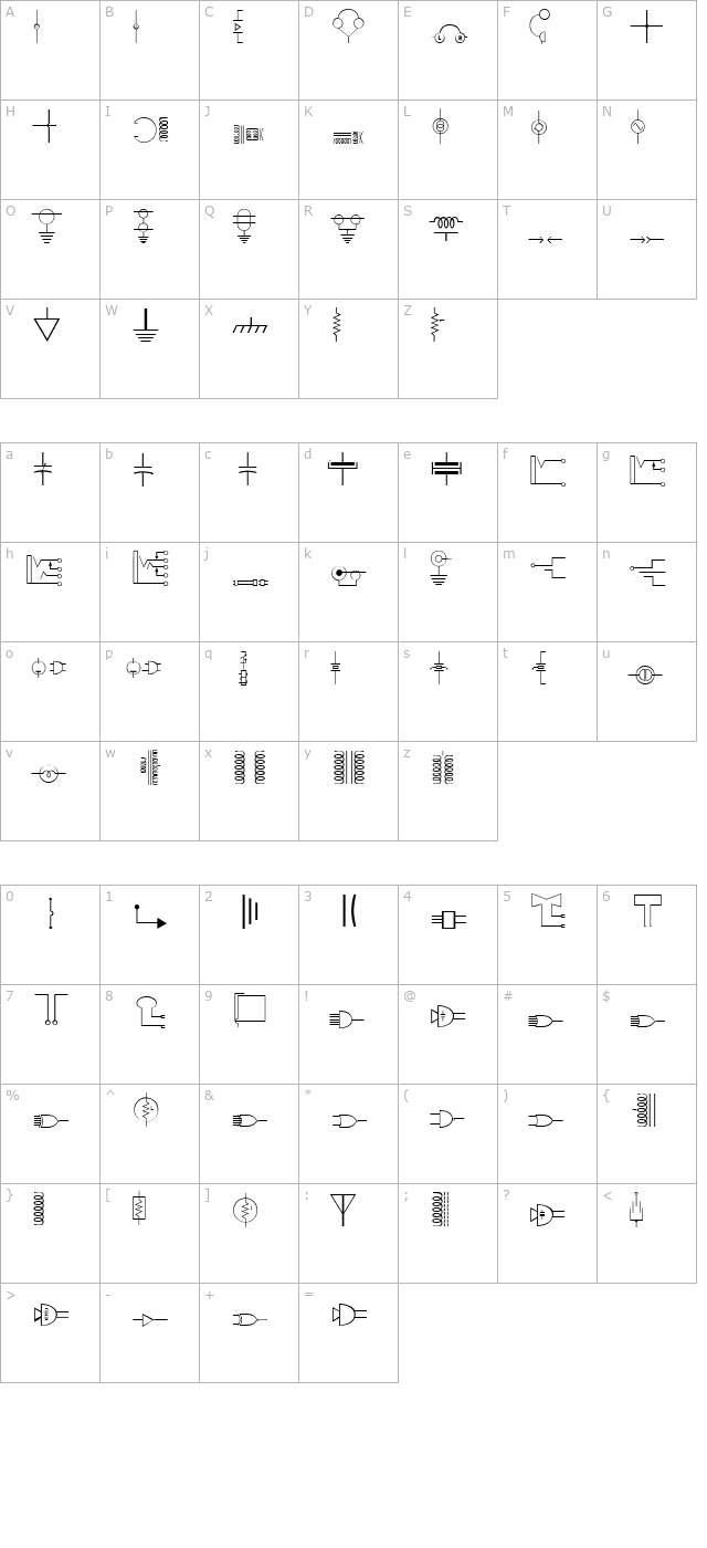 DexisDingbatsSixSSi character map