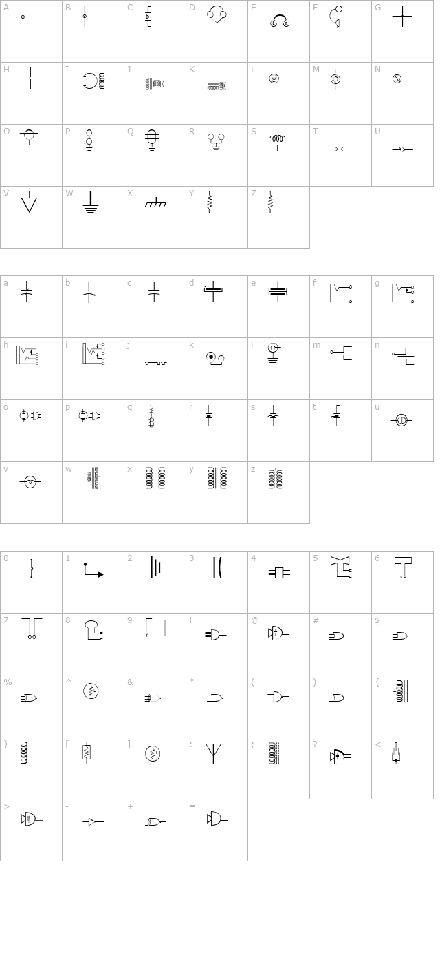 DexisDingbatsSixSSK Regular character map