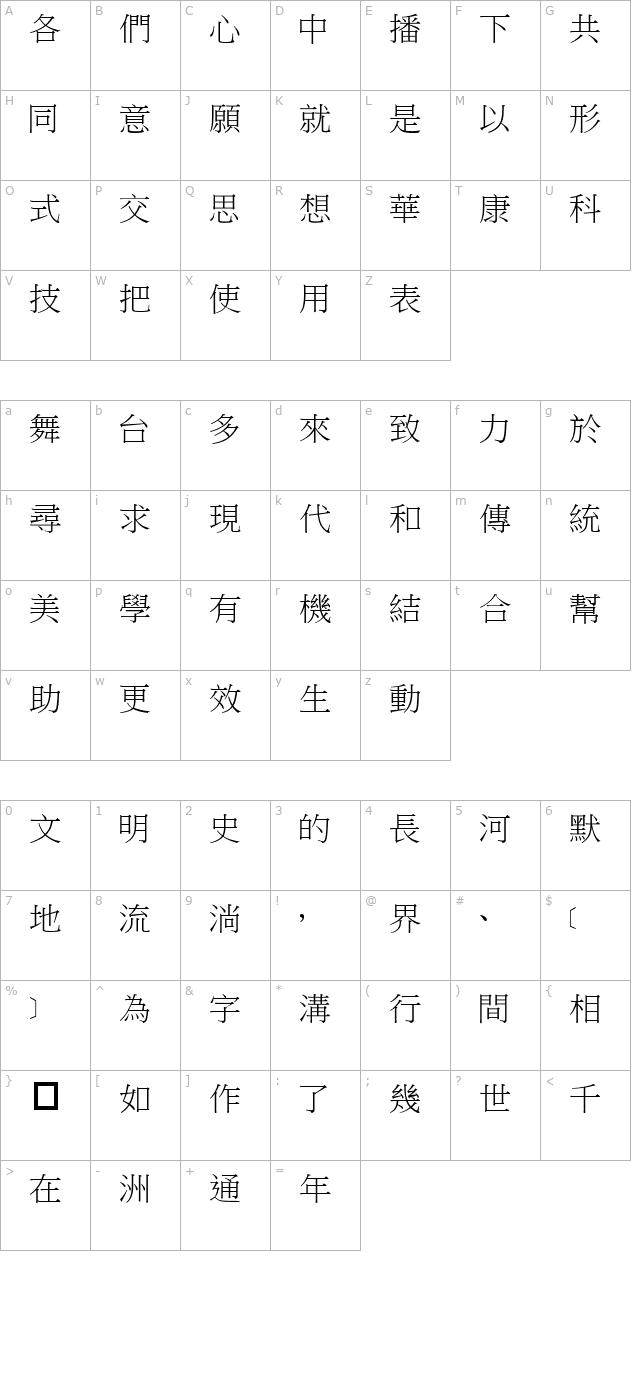 dfbiaosong1b character map