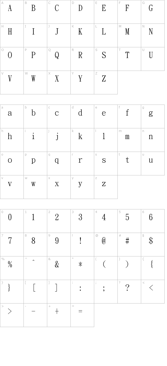 DFSymbolU-B5 character map