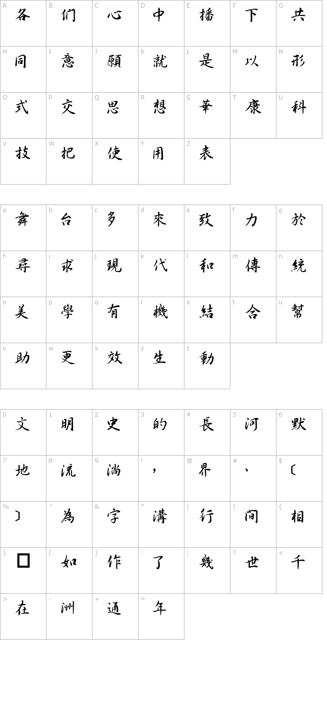 dfxingshumedium1b character map