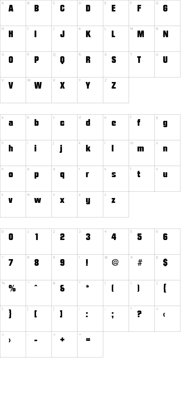 Diamante-ExtraBold character map