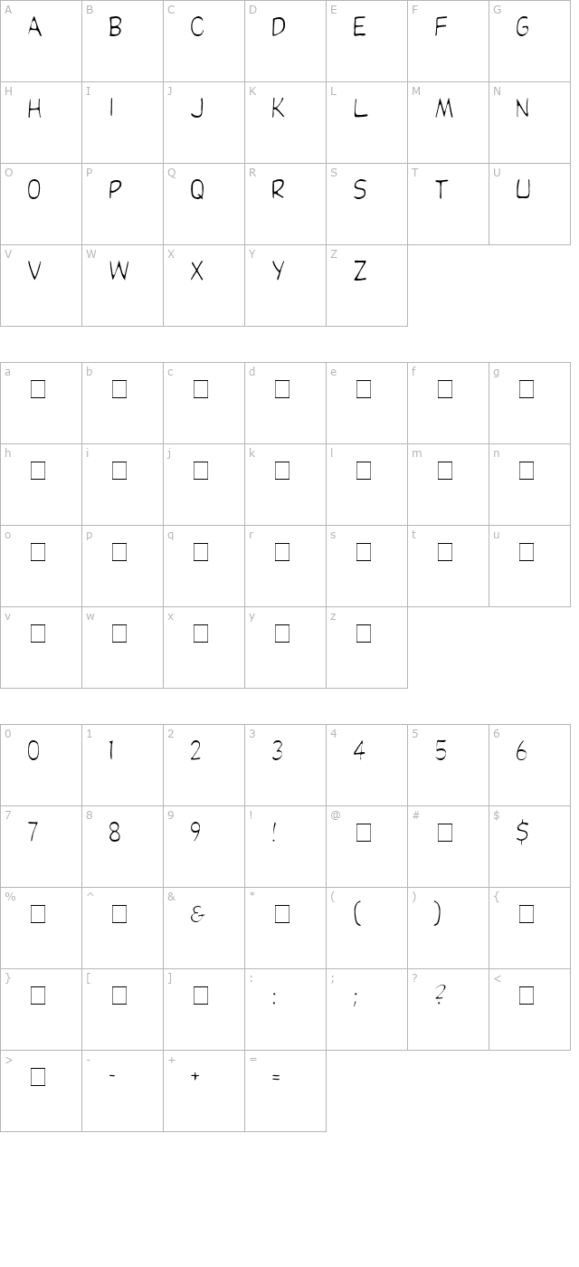 Dibs Display Caps Light SSi Light character map