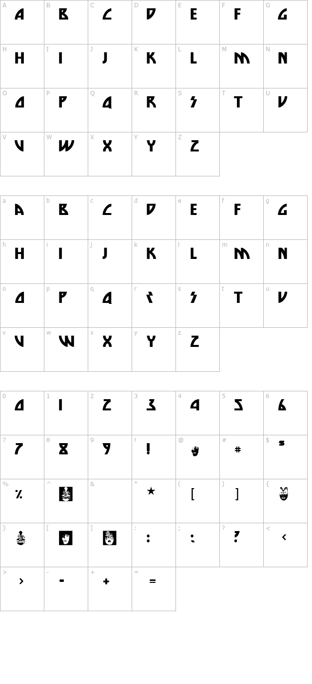 Die Nasty Regular character map