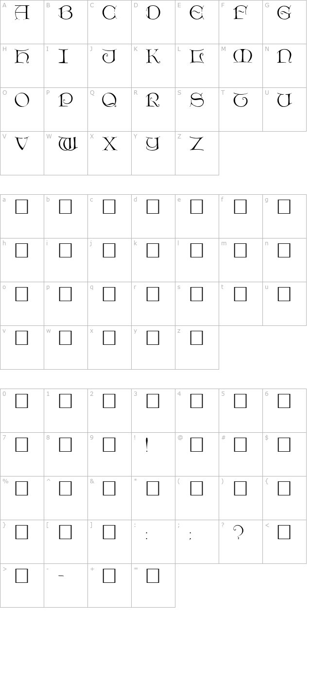 DieterCaps Regular character map