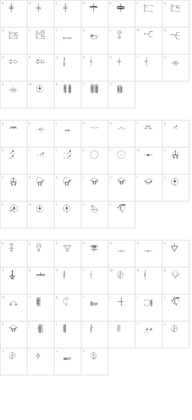 digelec-thin character map