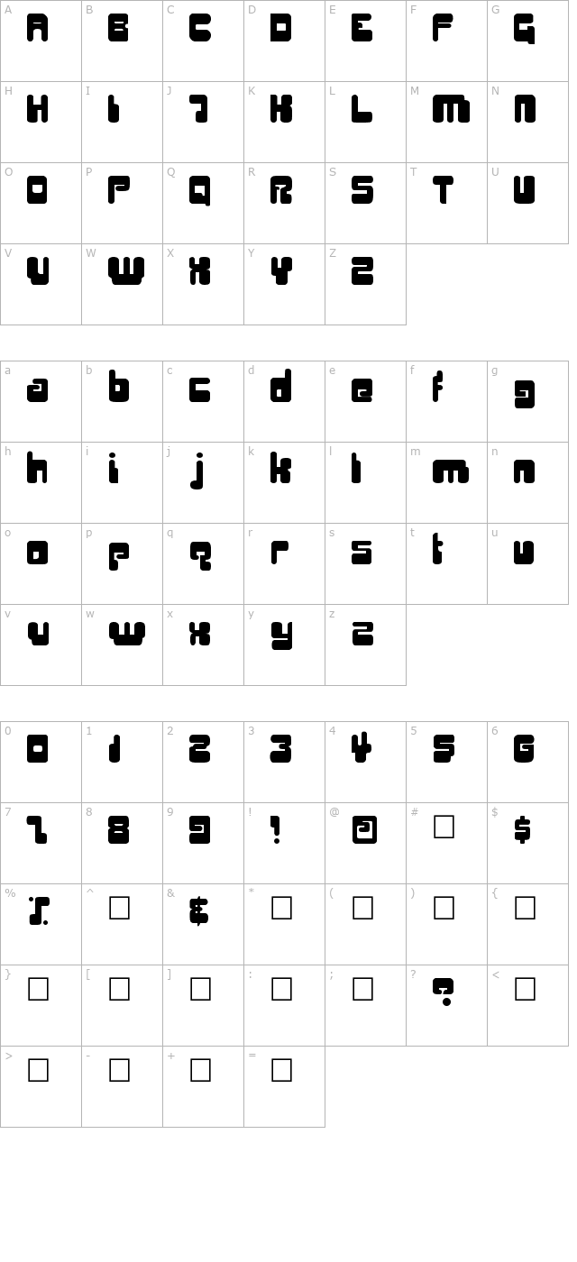 Digifit character map