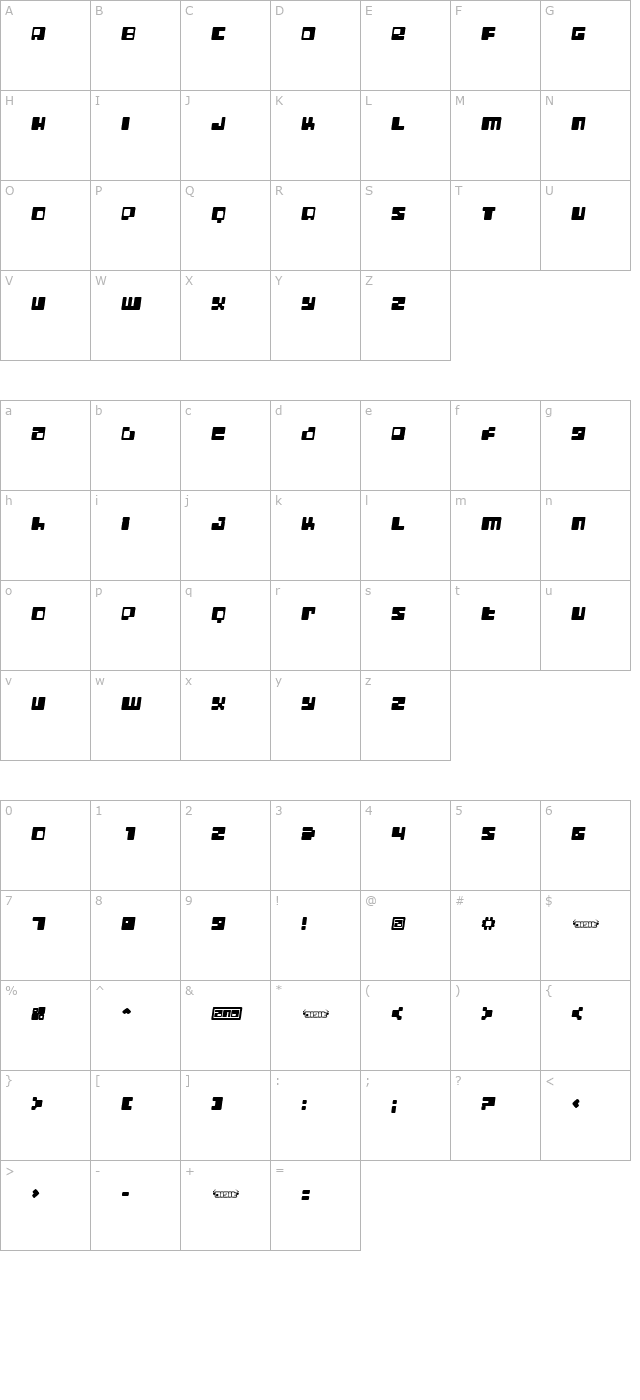 Digit LoFi Shift character map