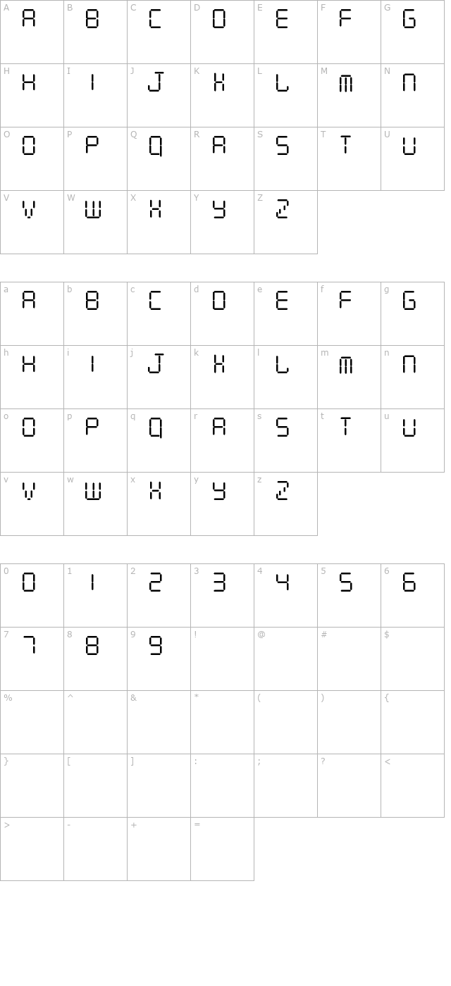 Digital Computer Calculator character map