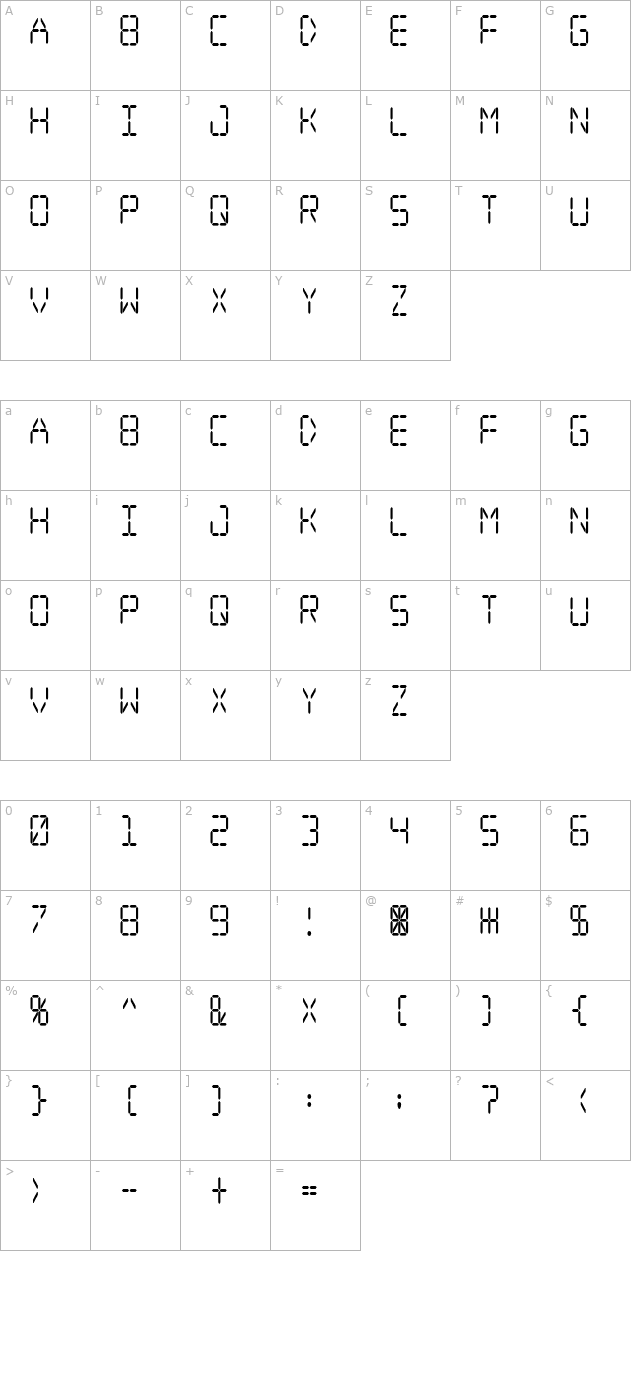 Digital dream Narrow character map