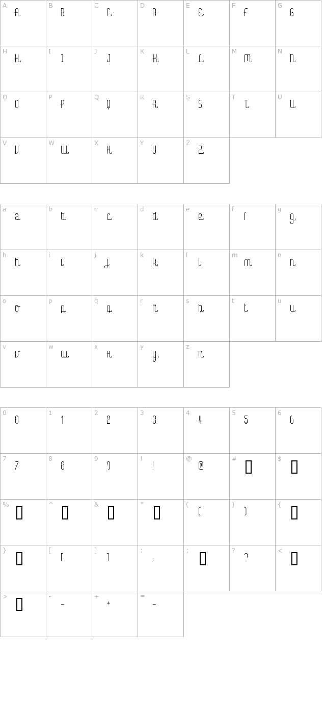 Digital Kauno character map