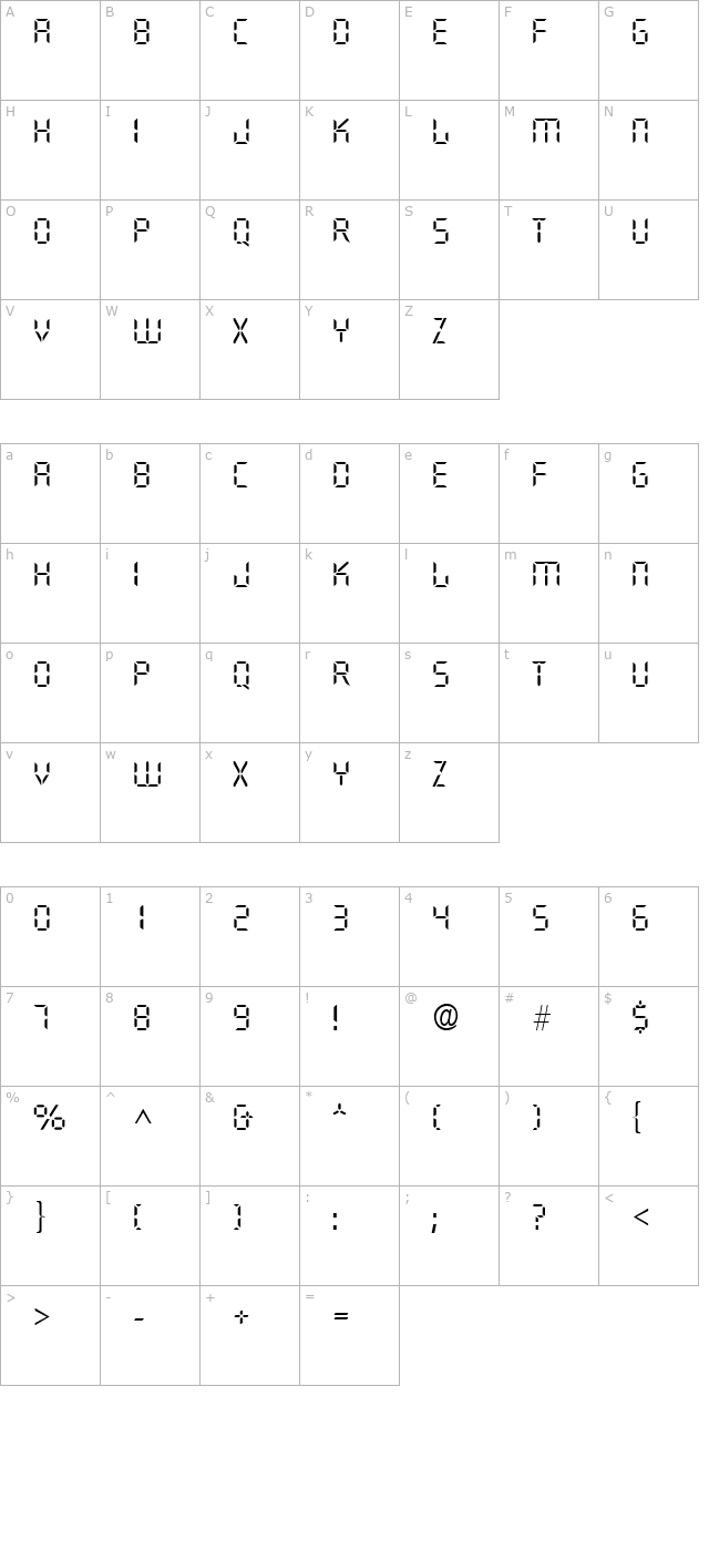 Digital Light SF character map