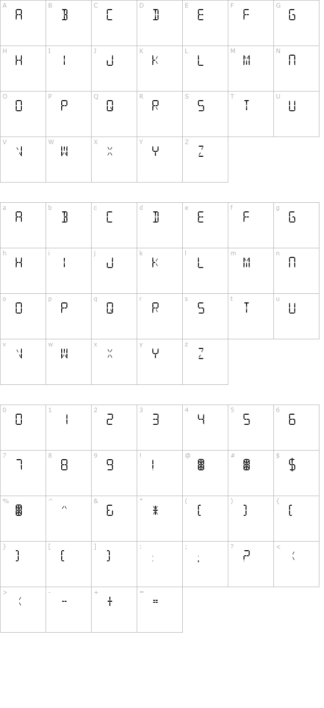 digital-readout-upright character map