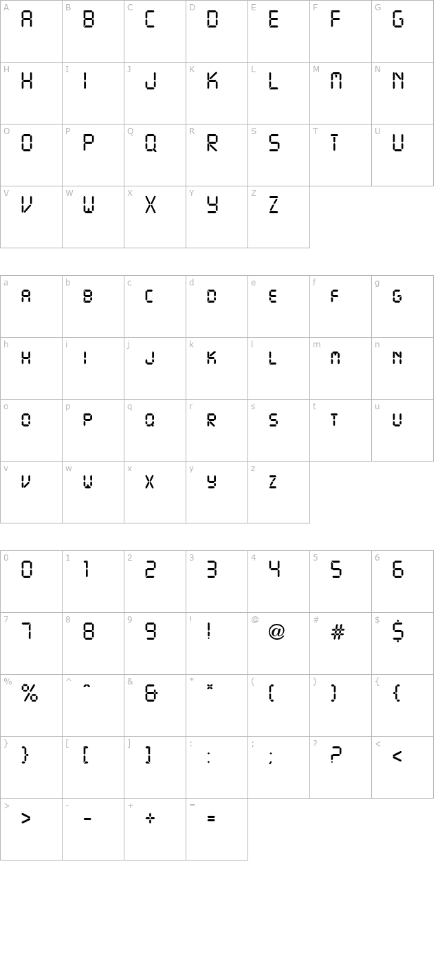 Digital Regular character map