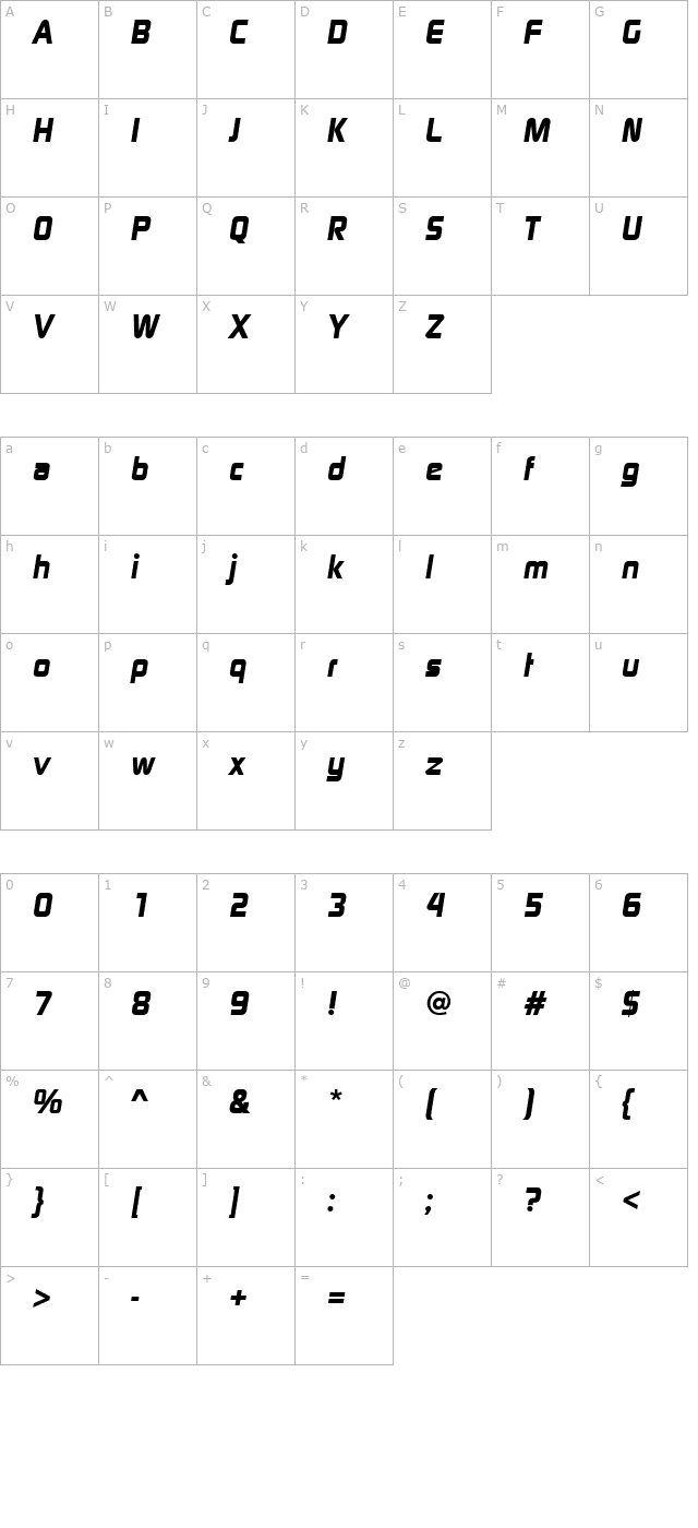 digital-sans-ef-bold-italic character map