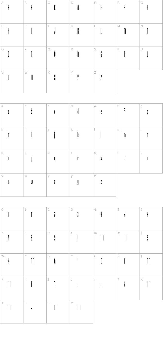 digitek-plain character map