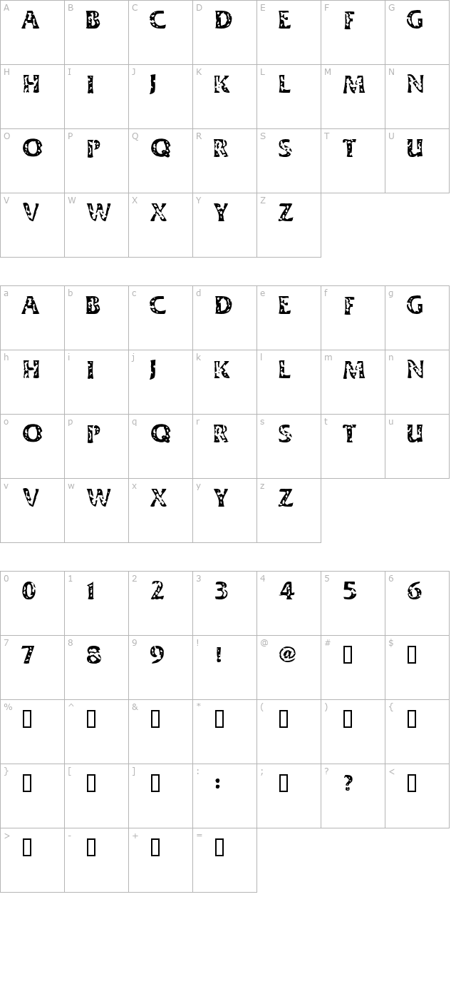 Dimestore Hooker character map