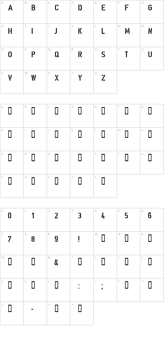 din-schablonierschrift character map